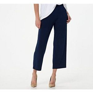 Susan Graver Every Day Regular Liquid Knit Crop Pants Navy,Size 4X